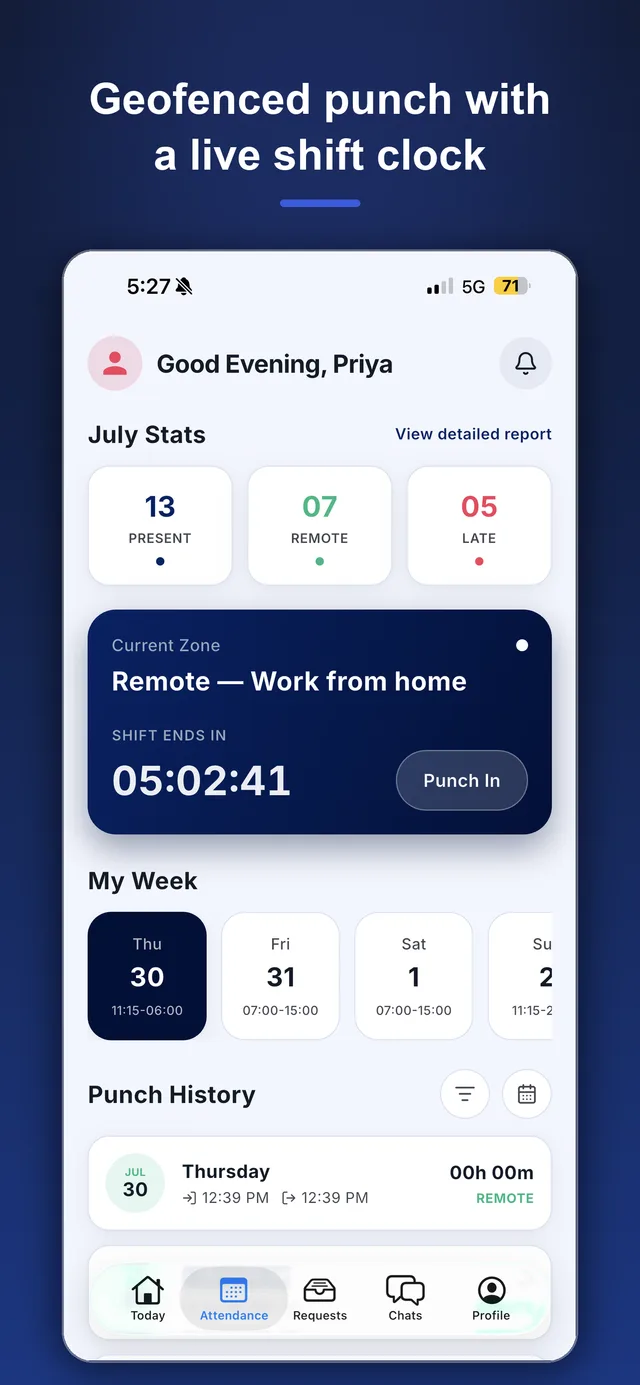 Klokwise app — Geofenced punch in