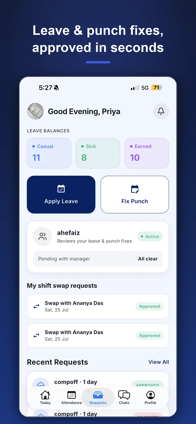 Klokwise app — Face-verified attendance